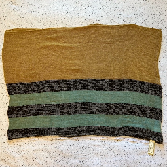 Striped Infinity Scarf in Green and Tan - Picture 3 of 4